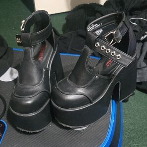 Demonia Black Studded Platform Heels